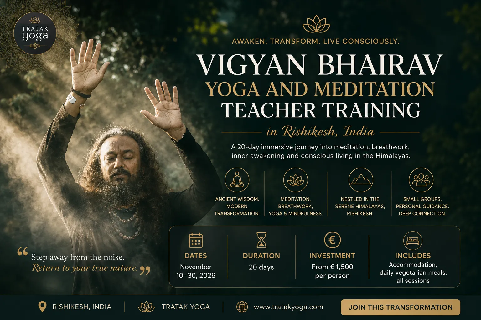 Vigyan Bhairav Yoga and Meditation Teacher Training at Rishis International, Rishikesh
